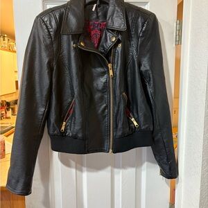 Black Faux Leather Free People Jacket